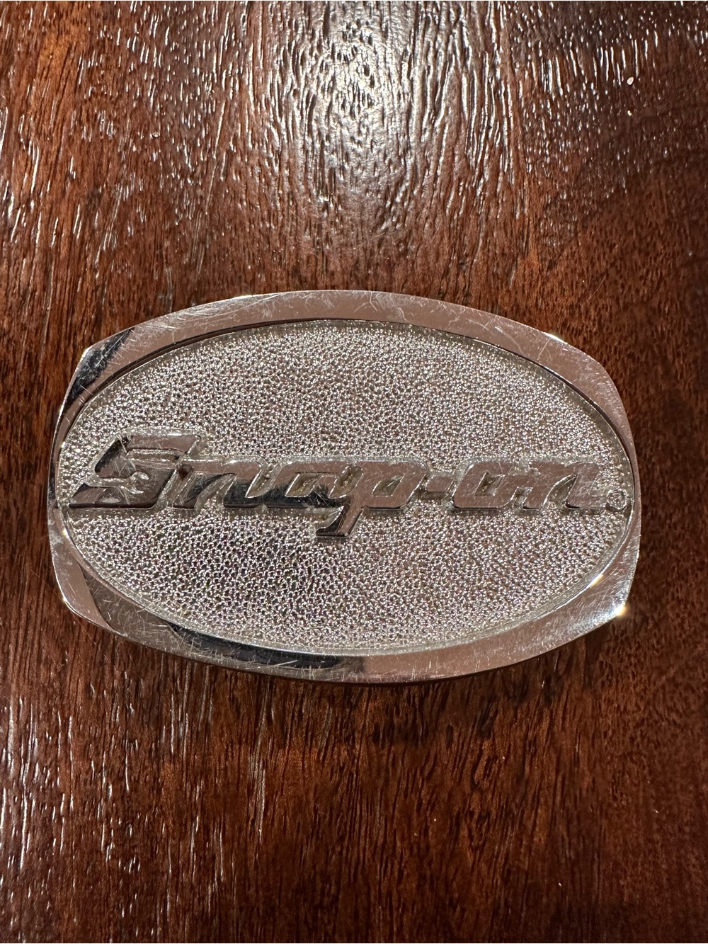 Vintage Snap-on Oval Metal Belt Buckle in Silver Men’s